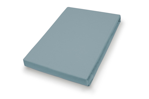 Spannbettlaken Jersey aqua in aquamarin aus Baumwolle