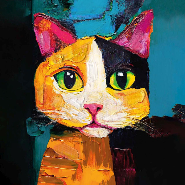 Gemälde KITTY in bunt aus Holz