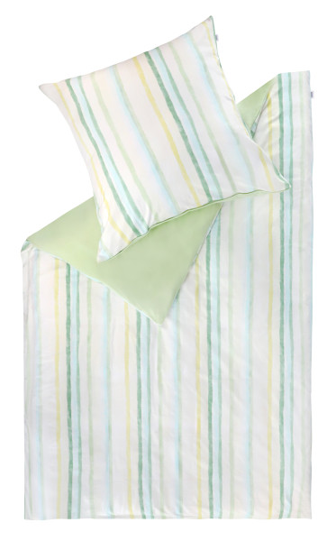 Bettwäsche AQUASTRIPES in grün aus Baumwolle