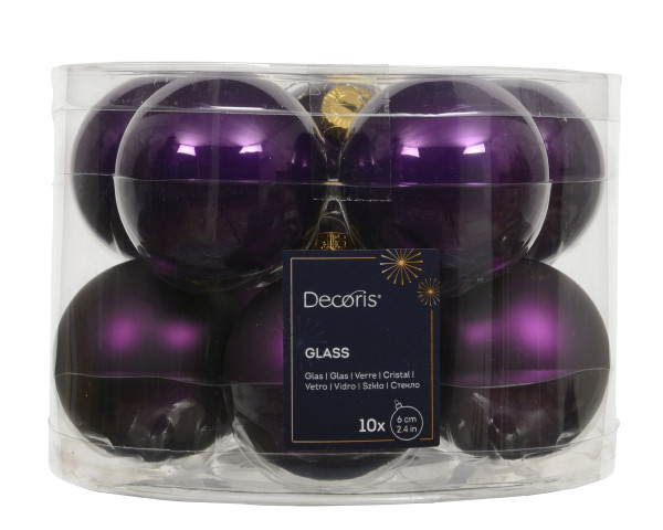 Weihnachtskugel-Box FEIGE in lila aus Glas