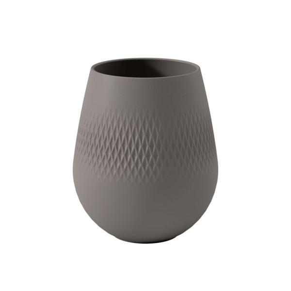 Vase CARRE MANUFACTURE COLLIER in taupe aus Porzellan