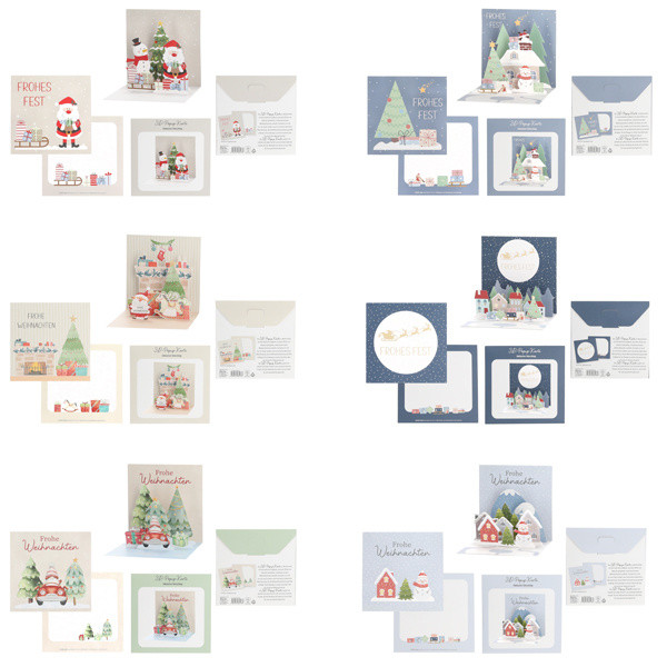 Grußkarte X-MAS 3D POP-UP in mehrfarbig aus Papier
