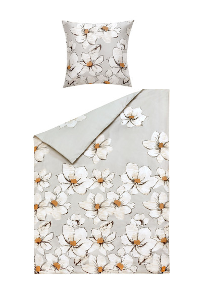 Bettwäsche HELENE Satin in silberfarben aus Baumwolle