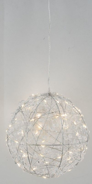 Weihnachtskugel LED in silberfarben aus Metall