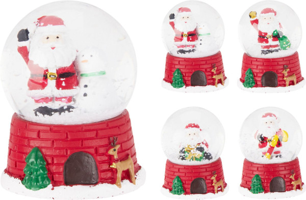 Schneekugel in rot aus Glas