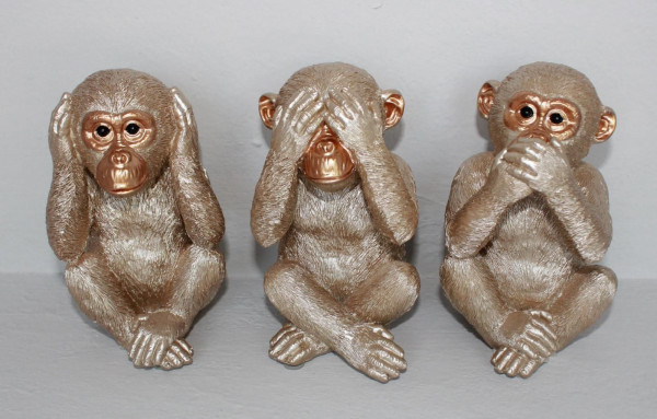 Affe sitzend in champagner aus Polyresin