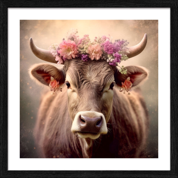 Gerahmtes Bild SCHWARZWALDKÜHE in mehrfarbig aus Glas satiniert