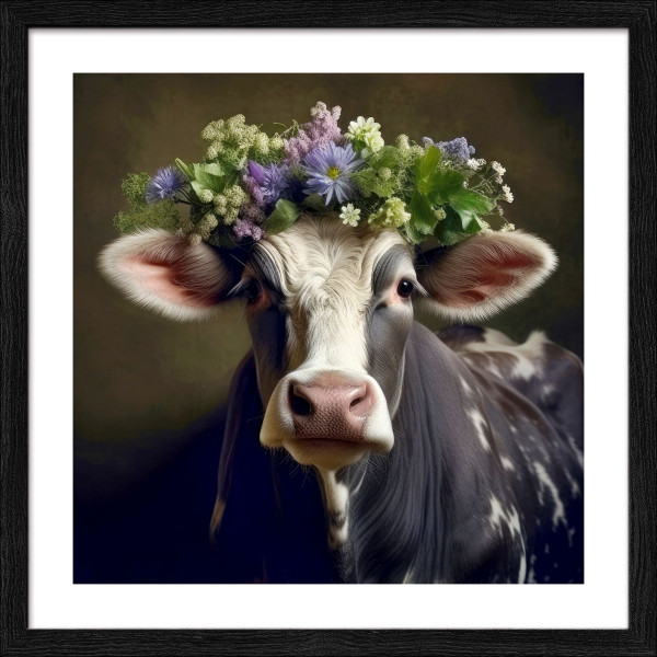 Gerahmtes Bild SCHWARZWALDKÜHE in mehrfarbig aus Glas satiniert