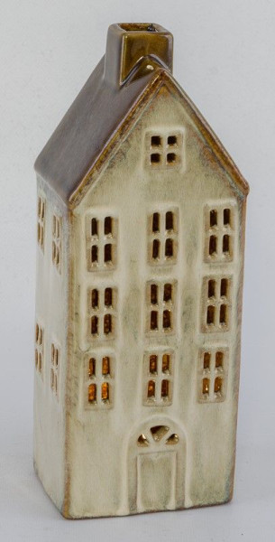 Haus LED in braun/beige aus Keramik