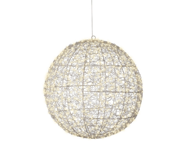 Weihnachtskugel LED in silberfarben aus Metall