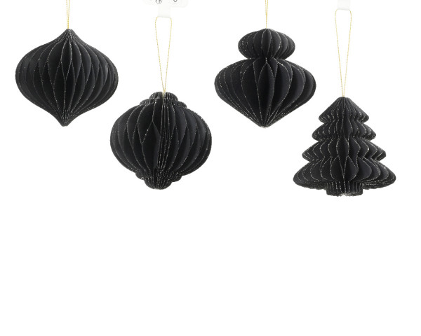 Christbaumschmuck Hänger ORNAMENT schwarz in schwarz aus Papier