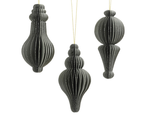 Christbaumschmuck Hänger ORNAMENT grau in grau aus Papier