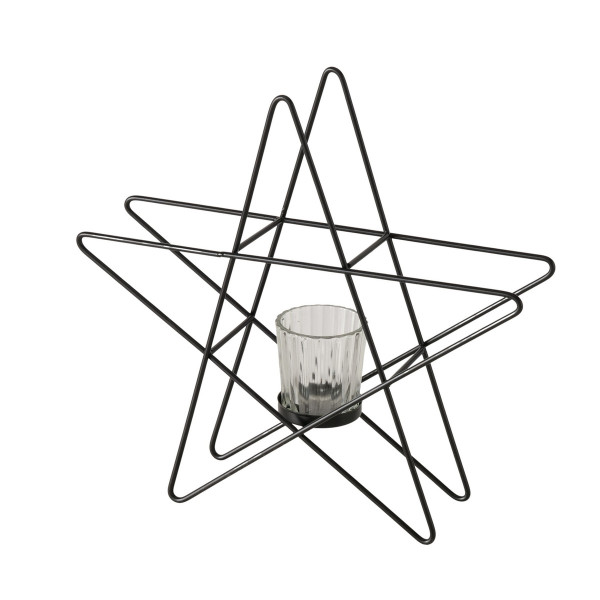 Windlicht STOKA in schwarz aus Materialmix