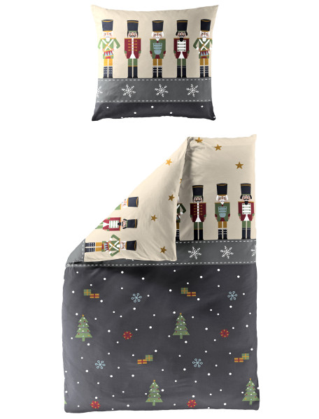 Bettwäsche NUSSKNACKER Biber in graphit aus Baumwolle