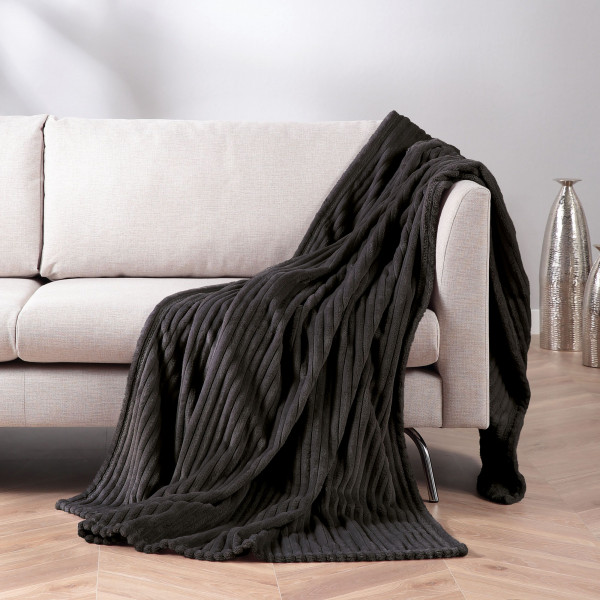 Decke FEINCORD anthrazit in anthrazit aus Polyester