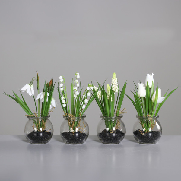 Kunstblume Frühlings-Blüher in creme aus Kunststoff