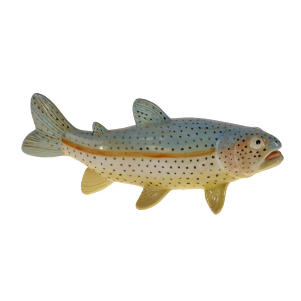 Deko-Fisch in blau/gelb aus Steingut