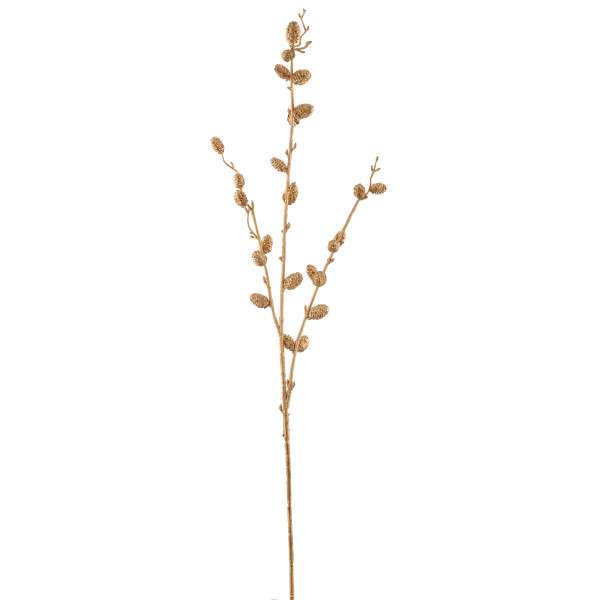 Kunstpflanze Zapfenzweig in goldfarben aus Kunststoff