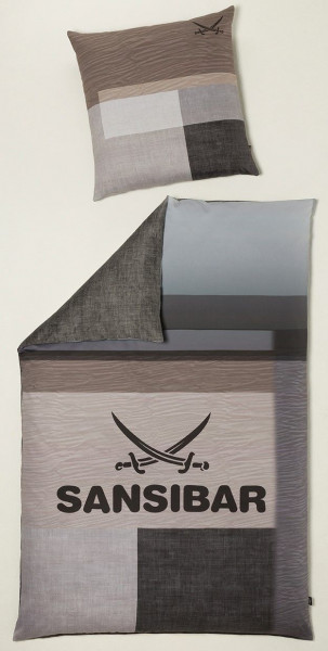 Bettwäsche SANSIBAR Satin in taupe aus Baumwolle