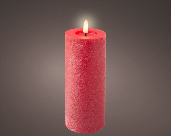 Kerze LED RUSTIK in rot aus Wachs