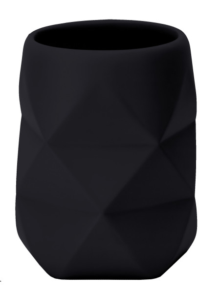 Zahnputzbecher CRACKLE in schwarz aus Polyresin