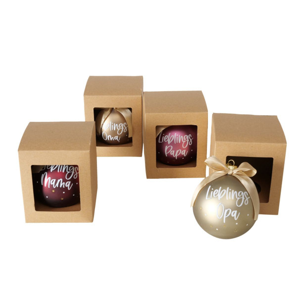 Weihnachtskugel FAMILIE in mehrfarbig aus Glas