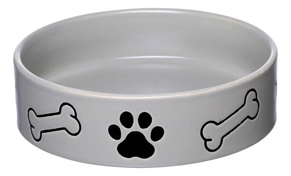 Napf MIKA DOG grau in grau aus Steingut