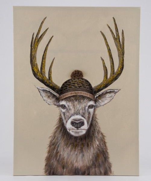 Canvasbild Hirsch in braun aus Baumwolle