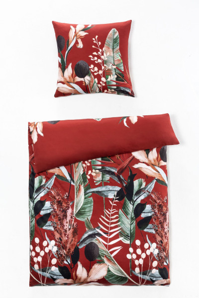 Bettwäsche FLORENTINE Satin in bordeaux aus Baumwolle