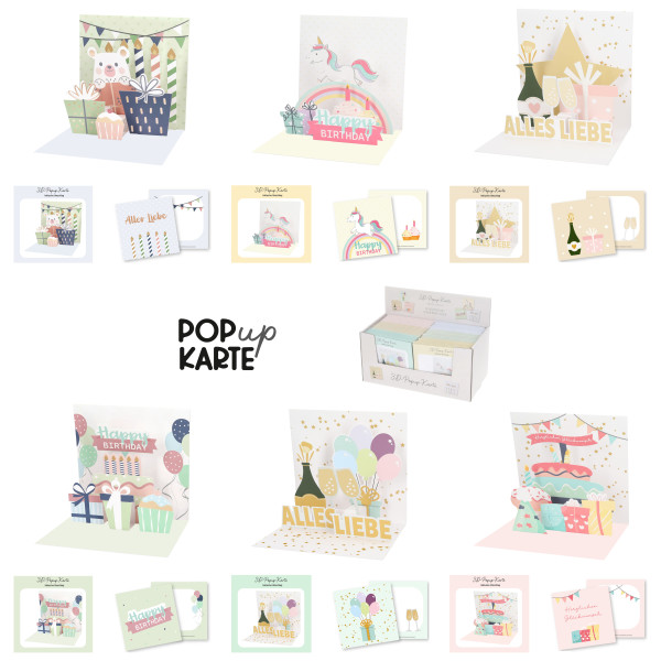 Grußkarte HAPPY BIRTHDAY in mehrfarbig aus Papier