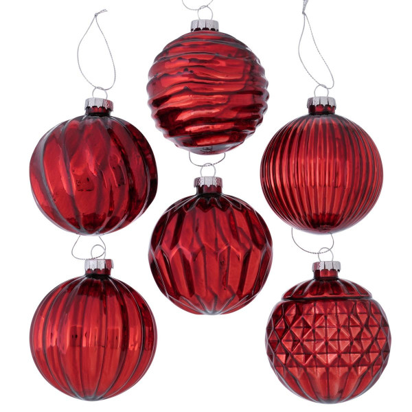 Weihnachtskugel RODNEY in rot aus Glas