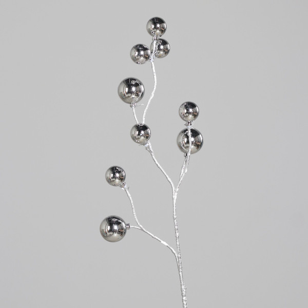 Weihnachtskugel-Zweig in silberfarben aus Kunststoff