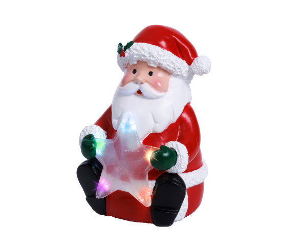 Dekofigur LED WEIHNACHTSMANN in mehrfarbig aus Polyresin
