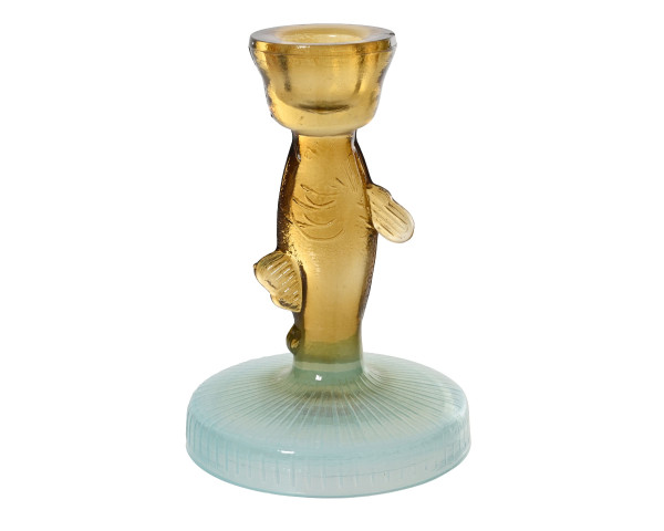Kerzenhalter FISH in blau aus Glas