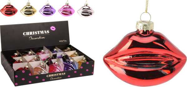 Weihnachtskugel LIPS in mehrfarbig aus Glas