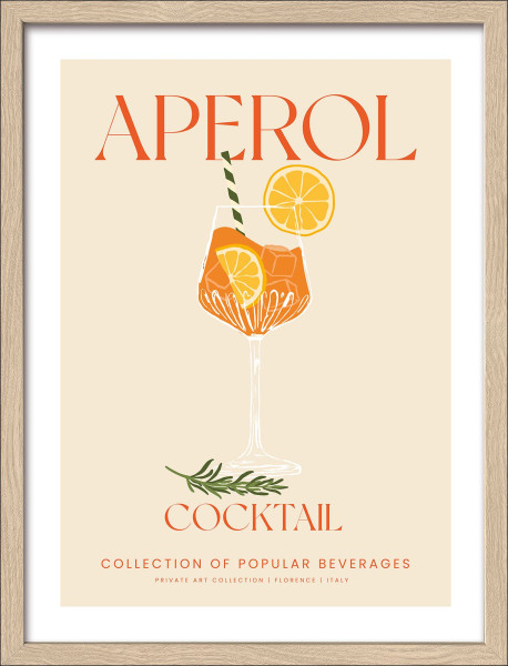 Gerahmtes Bild APEROL COCKTAIL in mehrfarbig aus Glas satiniert