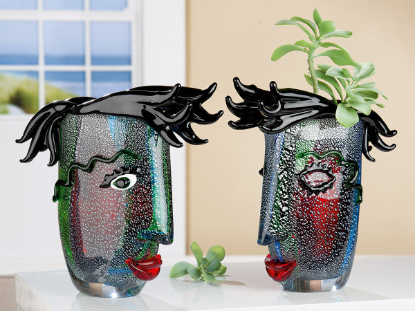 Vase FACE BARBIER in mehrfarbig aus Glas