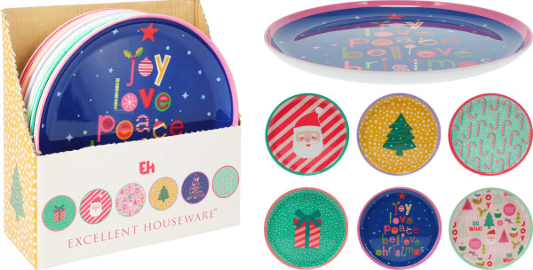 Dessertteller X-MAS in mehrfarbig aus Melamin