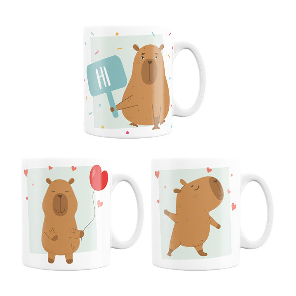 Kaffeebecher CAPYBARA in mehrfarbig aus Steinzeug