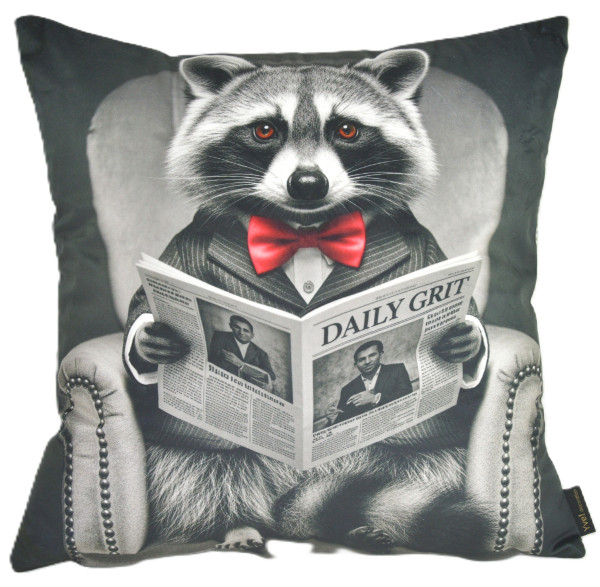 Kissenhülle WASCHBÄR BILL in anthrazit aus Polyester