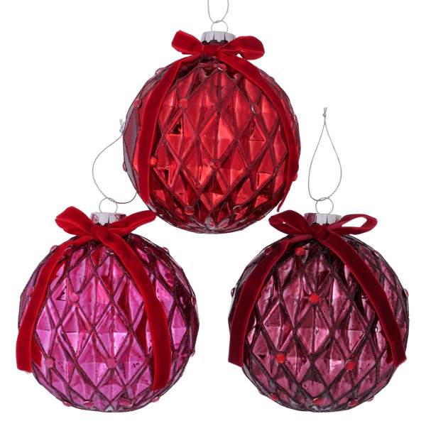 Weihnachtskugel SETTY in pink aus Glas