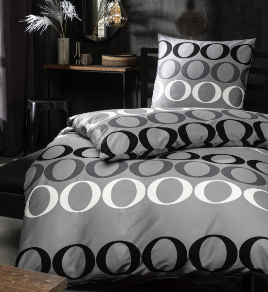 Bettwäsche PALERMO Mako-Satin in grau aus Baumwolle