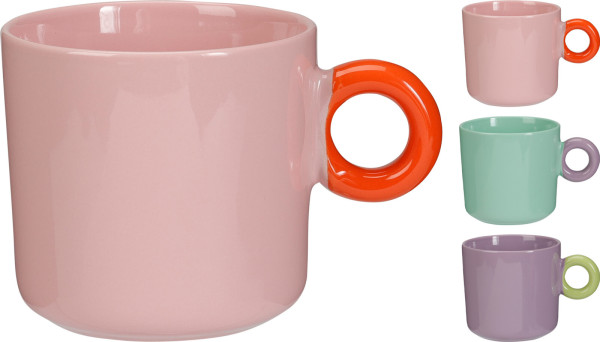 Henkelbecher PASTELL in mehrfarbig aus Steinzeug