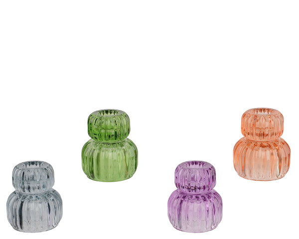 Teelichthalter CRYSTAL in mehrfarbig aus Glas