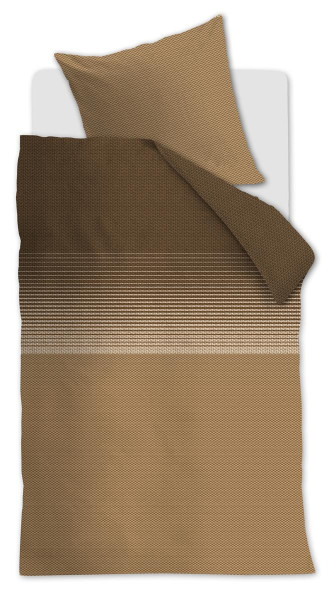 Bettwäsche DEMI Biber in braun aus Baumwolle