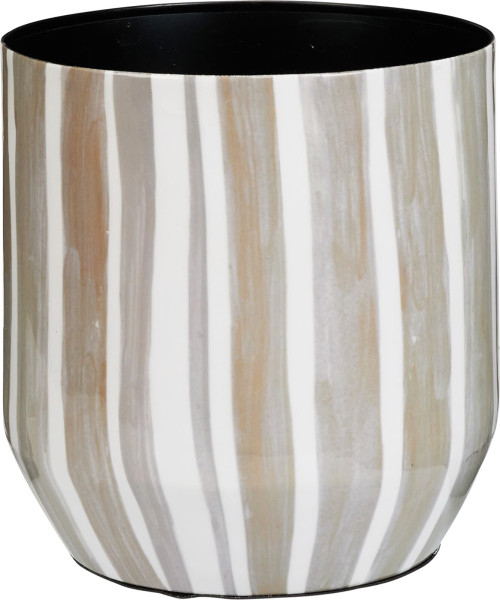 Übertopf STREIFEN in beige aus Eisen
