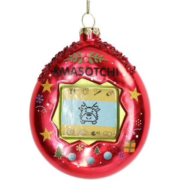 Weihnachtskugel TAMAGOTCHI in rot aus Glas