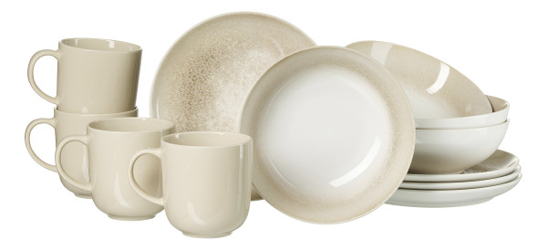 Kaffeeservice SAVORA in beige aus Steinzeug