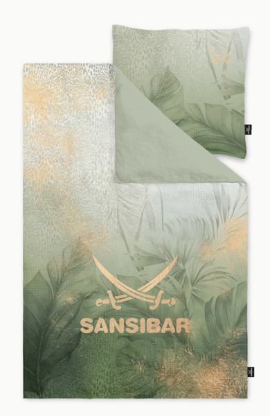 Bettwäsche SANSIBAR Satin in grün aus Baumwolle