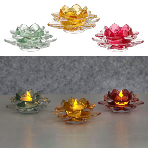 Teelichthalter BLUME in mehrfarbig aus Glas